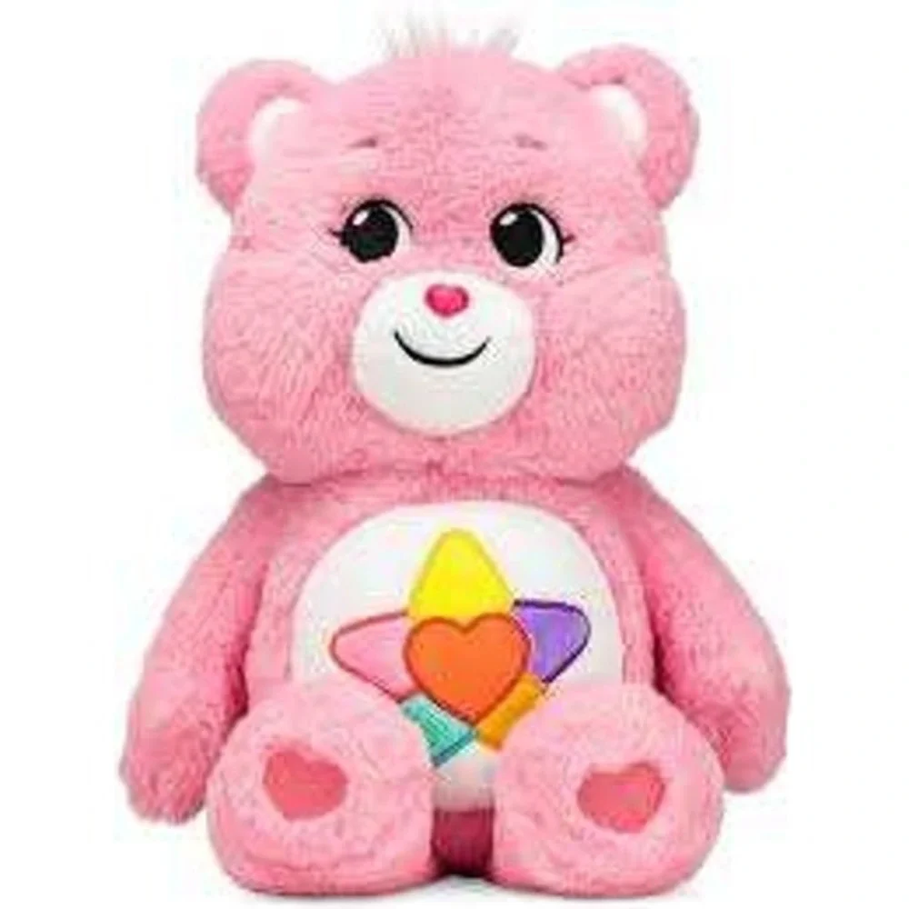 Care Bears Togetherness Bear Plush Rainbow Tie Dye Flower Belly Badge - Size 14